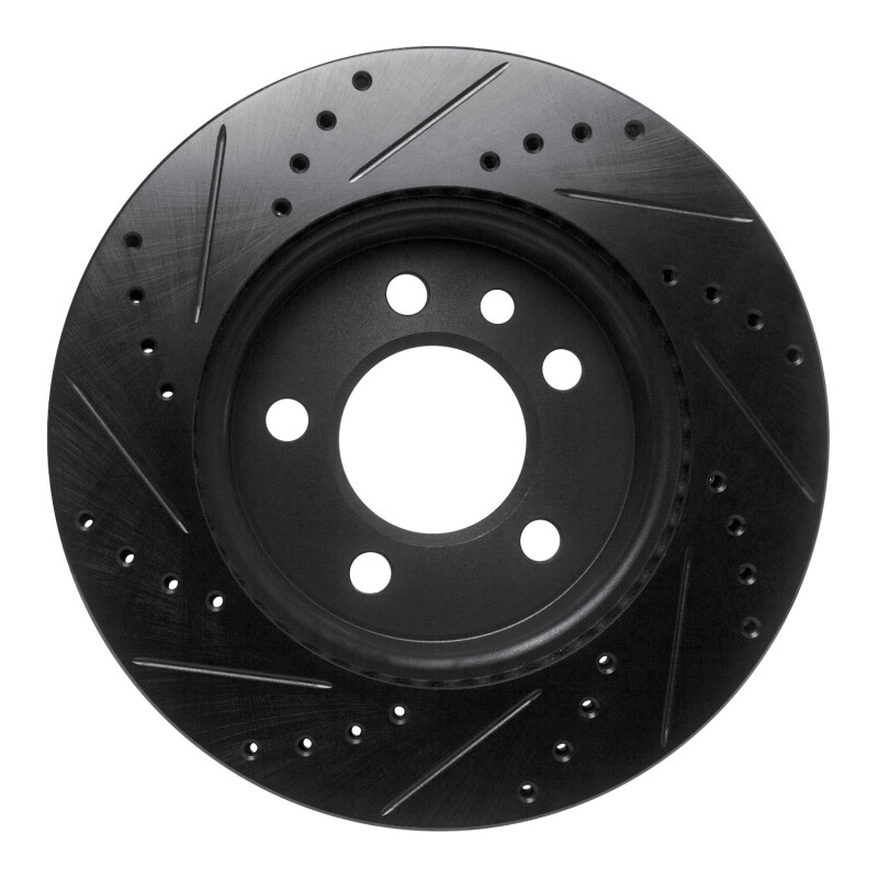 Volkswagen AMAROK Brake Rotor (1) - Front Right - R1 Concepts - Drilled & Slotted - Black - `10-`17